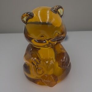 Vintage fitting 3.5 inch translucent‎ caramel honey ombre glass teddy bear